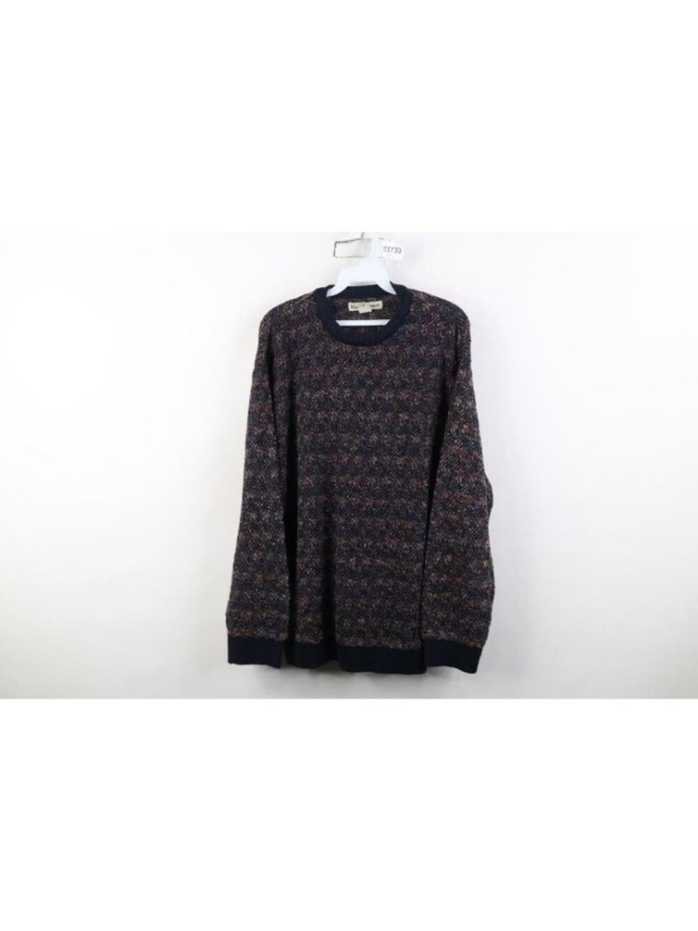 Vintage 90s Streetwear Mens Large Rainbow Fleck Checkered Knit Crewneck Sweater